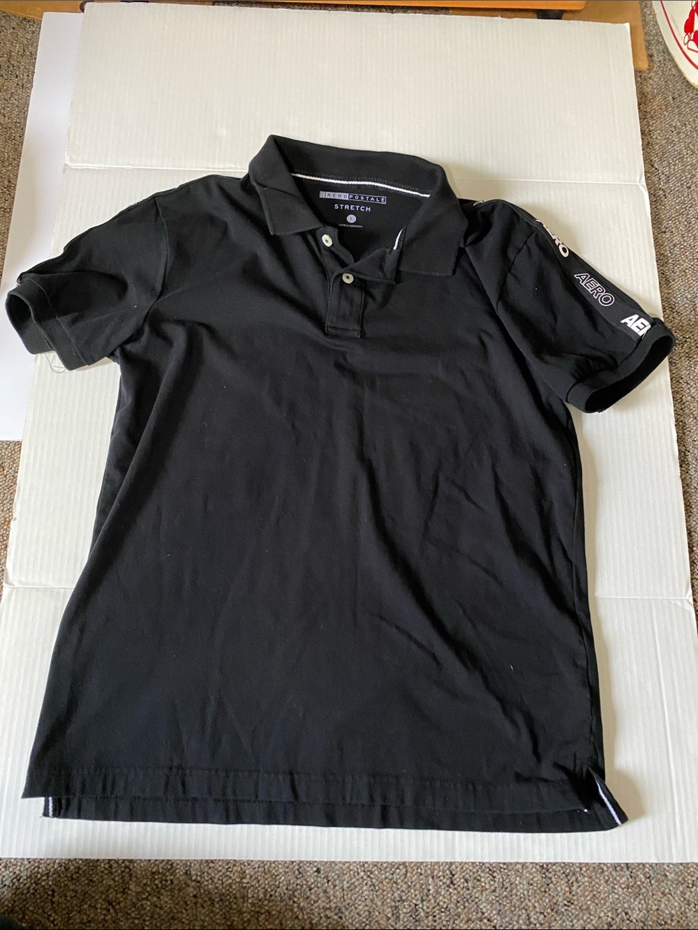 Aeropostale Aero Stretch Black Polo Shirt men L